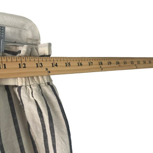 Mine Women's‎ Size Large Linen Blend Striped Belted Flowy Wide Leg Crop Pants - Picture 7 of 7